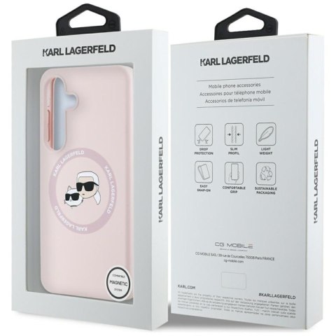 Karl Lagerfeld Silicone Double Heads And Circle MagSafe - Etui Samsung Galaxy S25 (różowy) Karl Lagerfeld Silicone Double Heads And Circle MagSafe - Etui Samsung Galaxy S25 (różowy)