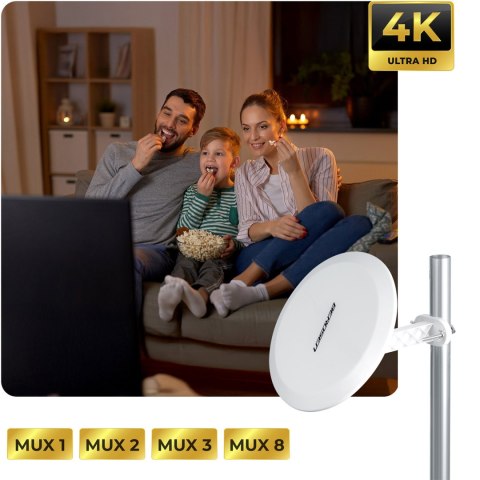 Antena wewnętrzna zewnętrzna TV ultra HD 4K Berdsen BD-955 biała