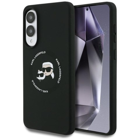 Karl Lagerfeld Silicone Double Heads And Circle MagSafe - Etui Samsung Galaxy S25 Edge (czarny) Karl Lagerfeld Silicone Double Heads And Circle MagSafe - Etui Samsung Galaxy S25 Edge (czarny)