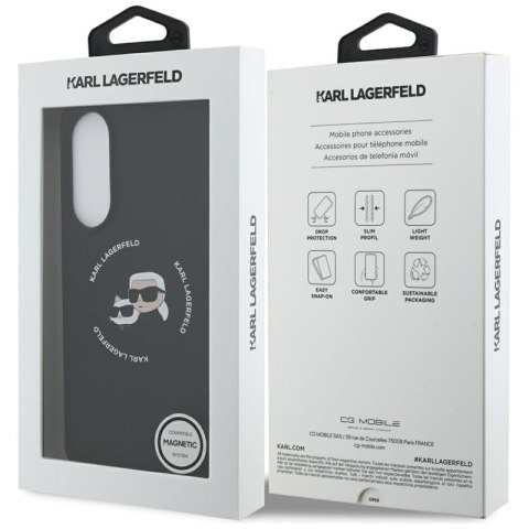 Karl Lagerfeld Silicone Double Heads And Circle MagSafe - Etui Samsung Galaxy S25 Edge (czarny) Karl Lagerfeld Silicone Double Heads And Circle MagSafe - Etui Samsung Galaxy S25 Edge (czarny)