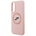 Karl Lagerfeld Silicone Double Heads And Circle MagSafe - Etui Samsung Galaxy S25 Edge (różowy)