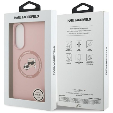 Karl Lagerfeld Silicone Double Heads And Circle MagSafe - Etui Samsung Galaxy S25 Edge (różowy) Karl Lagerfeld Silicone Double Heads And Circle MagSafe - Etui Samsung Galaxy S25 Edge (różowy)