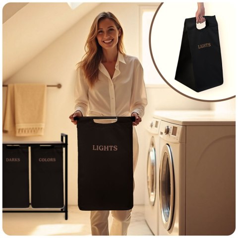 Kosz na pranie bieliznę trzykomorowy na stelażu 120 l Massido