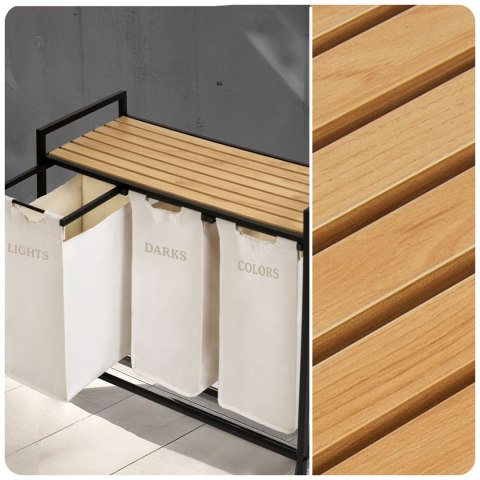 Kosz na pranie bieliznę trzykomorowy na stelażu 120 l Massido