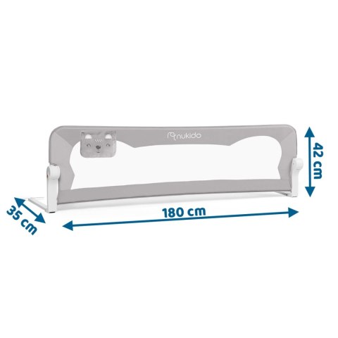 Barierka ochronna do łóżka 180 x 42 x 35 cm Nukido szara