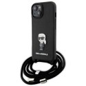 Karl Lagerfeld Crossbody Saffiano Monogram Ikonik Metal Pin - Etui iPhone 15 (czarny)