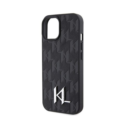 Karl Lagerfeld Leather Monogram Hot Stamp Metal Logo - Etui iPhone 15 (czarny) Karl Lagerfeld Leather Monogram Hot Stamp Metal Logo - Etui iPhone 15 (czarny)
