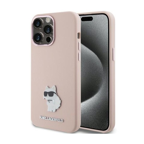Karl Lagerfeld Silicone Choupette Metal Pin - Etui iPhone 15 Pro Max (różowy) Karl Lagerfeld Silicone Choupette Metal Pin - Etui iPhone 15 Pro Max (różowy)