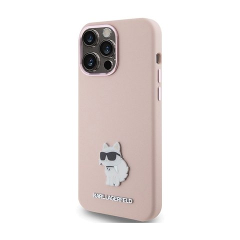 Karl Lagerfeld Silicone Choupette Metal Pin - Etui iPhone 15 Pro Max (różowy) Karl Lagerfeld Silicone Choupette Metal Pin - Etui iPhone 15 Pro Max (różowy)