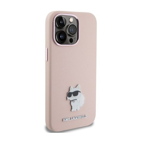 Karl Lagerfeld Silicone Choupette Metal Pin - Etui iPhone 15 Pro Max (różowy) Karl Lagerfeld Silicone Choupette Metal Pin - Etui iPhone 15 Pro Max (różowy)