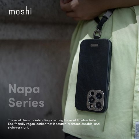 Moshi Napa MagSafe - Skórzane etui iPhone 15 Pro Max (Midnight Black) Moshi Napa MagSafe - Skórzane etui iPhone 15 Pro Max (Midnight Black)
