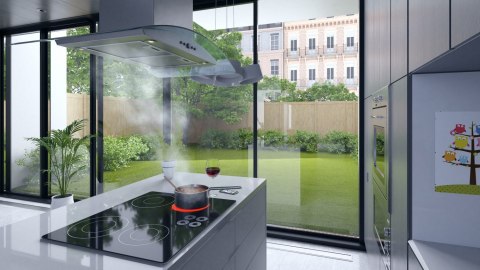 BT-224 Okap wyspowy 90cm Berdsen INOX szkło hartowane LED