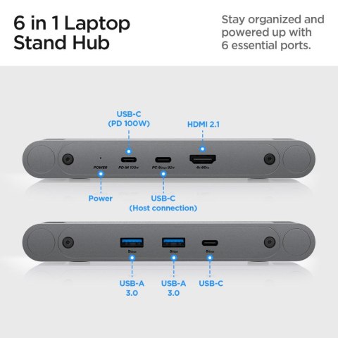 Spigen LD204H Laptop Stand Hub - Podstawka / stojak pod laptopa z Hubem 6 w 1 (Space Grey) Spigen LD204H Laptop Stand Hub - Podstawka / stojak pod laptopa z Hubem 6 w 1 (Space Grey)