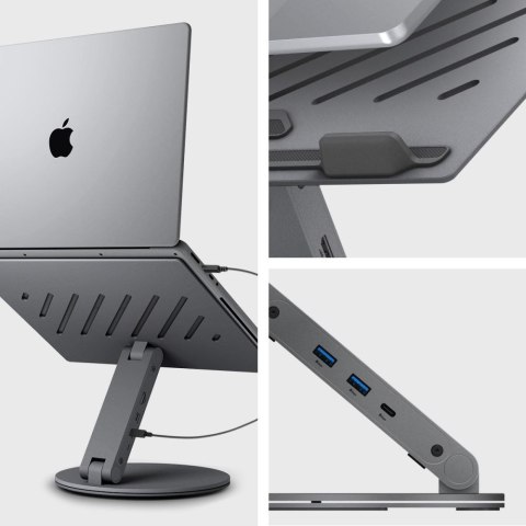 Spigen LD204H Laptop Stand Hub - Podstawka / stojak pod laptopa z Hubem 6 w 1 (Space Grey) Spigen LD204H Laptop Stand Hub - Podstawka / stojak pod laptopa z Hubem 6 w 1 (Space Grey)