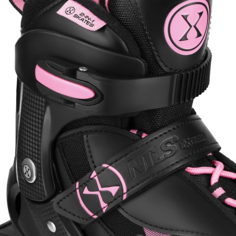 Łyżworolki Różówe Rozm. L 40-43 - NH382 - 2w1 z wymienną płozą łyżwy Nils