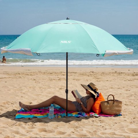 Nc17114 Parasol/Parawan Plażowy 2W1 Xxl 240 Cm Zielony Nils