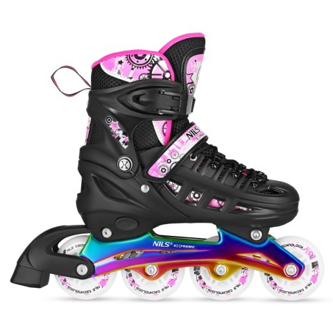 Nh10905 4W1 Łyżworolki Led Różowe Z Wym. Płozą Hokejową Rainbow Rozm. M(35-38) Nils Extreme