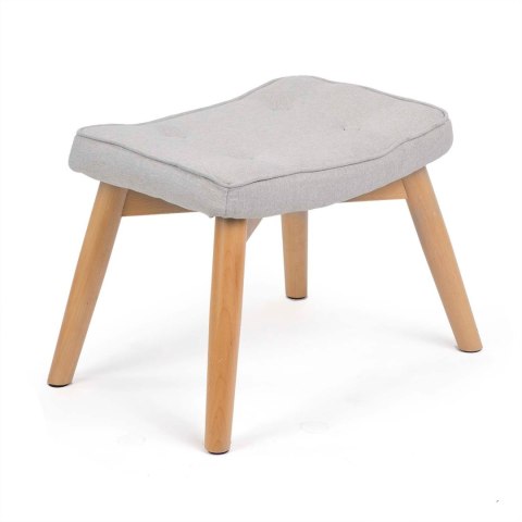 Fotel uszak z podnóżkiem NORSE jasny szary tkanina bukowe nogi