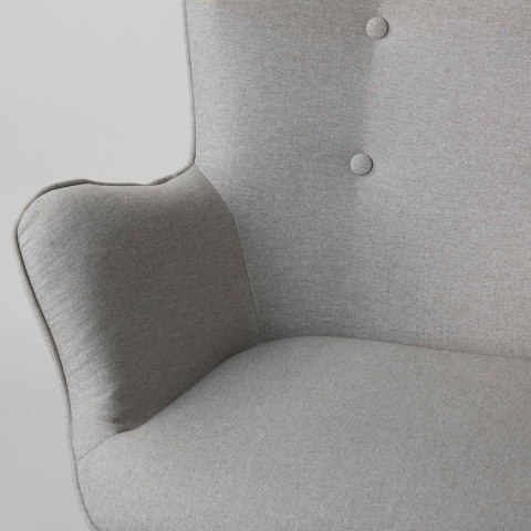 Fotel uszak z podnóżkiem NORSE jasny szary tkanina bukowe nogi