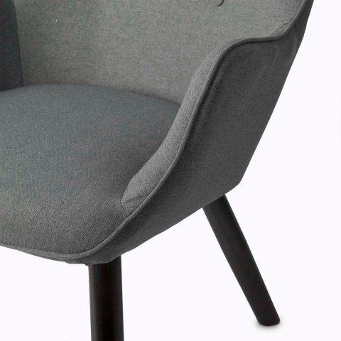 Fotel uszak z podnóżkiem NORSE szary tkanina bukowe nogi skandynawski