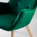 Fotel uszak z podnóżkiem NORSE ciemnozielony welur bukowe nogi Sofotel