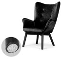 Fotel uszak z podnóżkiem NORSE czarny welur bukowe nogi Sofotel