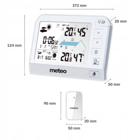 Stacja pogodowa METEO SP204 barometr higrometr czujnik zewnętrzny DCF