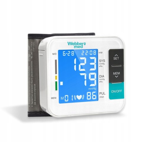 Ciśnieniomierz nadgarstkowy Webber A11 LCD arytmia pamięć 2x90 pomiarów