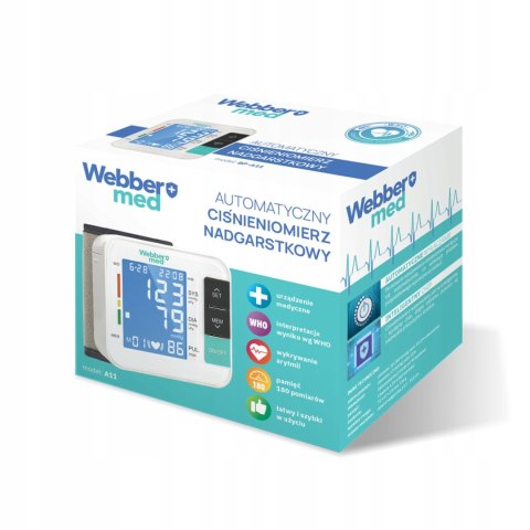 Ciśnieniomierz nadgarstkowy Webber A11 LCD arytmia pamięć 2x90 pomiarów