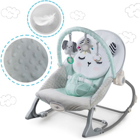 Leżaczek bujaczek z wibracją Nukido miętowy 0+ pałąk zabawk