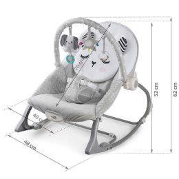 Leżaczek bujaczek z wibracją Nukido szary wygodny dla niemowląt