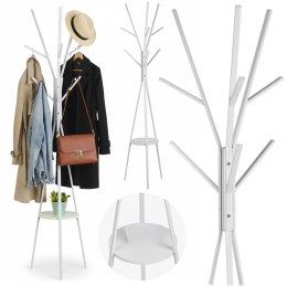 Wieszak stojący metalowy biały z półką 181 cm biały Massido przedpokój
