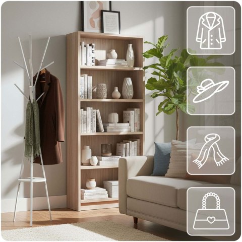 Wieszak stojący metalowy biały z półką 181 cm biały Massido przedpokój