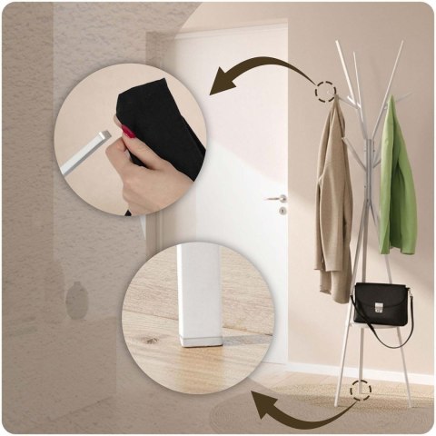 Wieszak stojący metalowy biały z półką 181 cm biały Massido przedpokój