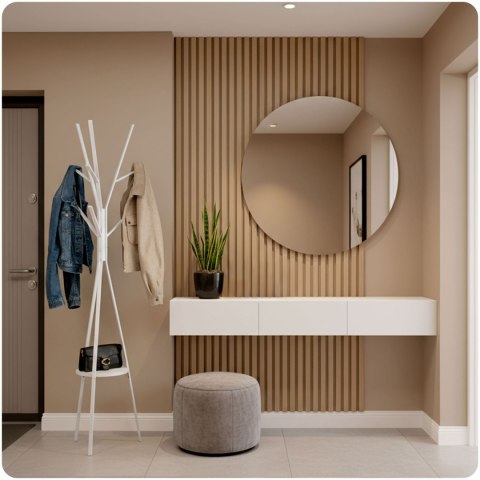 Wieszak stojący metalowy biały z półką 181 cm biały Massido przedpokój