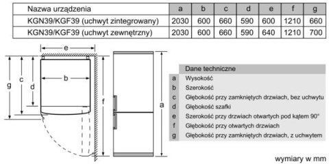 Chłodziarko-zamrażarka BOSCH KGN39VIEB Chłodziarko-zamrażarka BOSCH KGN39VIEB