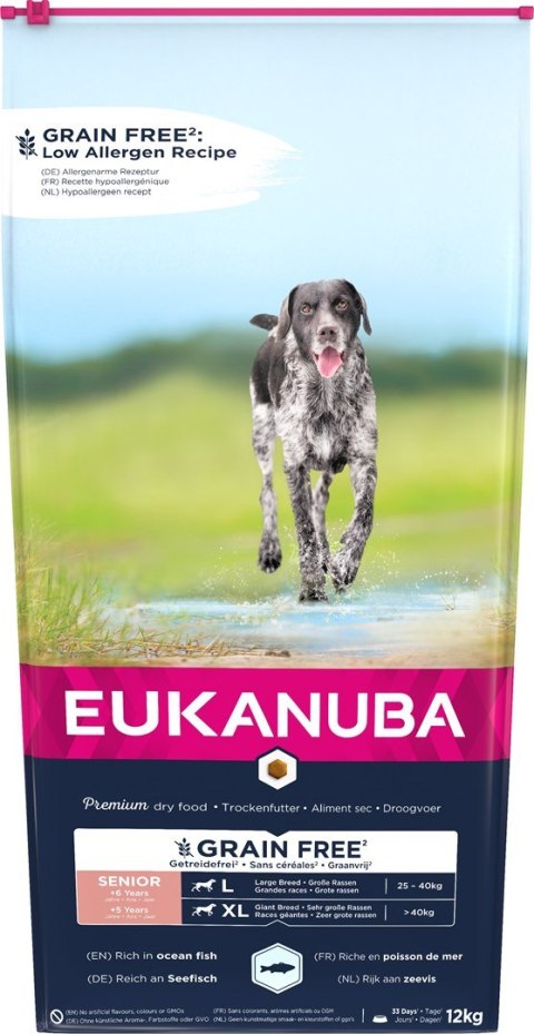 EUKANUBA Grain Free Senior Duże i olbrzymie rasy, Ryby oceaniczne - sucha karma dla psa - 12 kg EUKANUBA Grain Free Senior Duże i olbrzymie rasy, Ryby oceaniczne - sucha karma dla psa - 12 kg