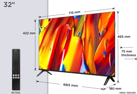 Telewizor TCL 32V5C QLED 32'' Full HD Android TV Dolby Digital Plus DVB-T2 Czarny Telewizor TCL 32V5C QLED 32'' Full HD Android TV Dolby Digital Plus DVB-T2 Czarny