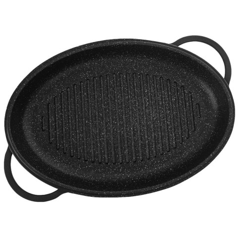 Patelnia grillowa z pokrywką głęboka brytfanna granitowa GRANDE AROMA 43x28x6 cm