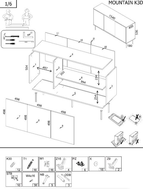 Komoda 3D MOUNTAIN 154x40x72 czarny + złoty Komoda 3D MOUNTAIN 154x40x72 czarny + złoty