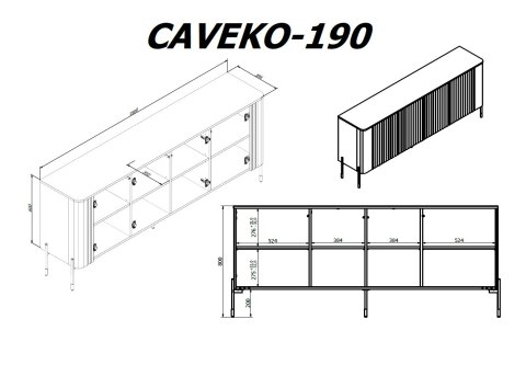 Komoda VERA 190x40x80 czarny mat Komoda VERA 190x40x80 czarny mat