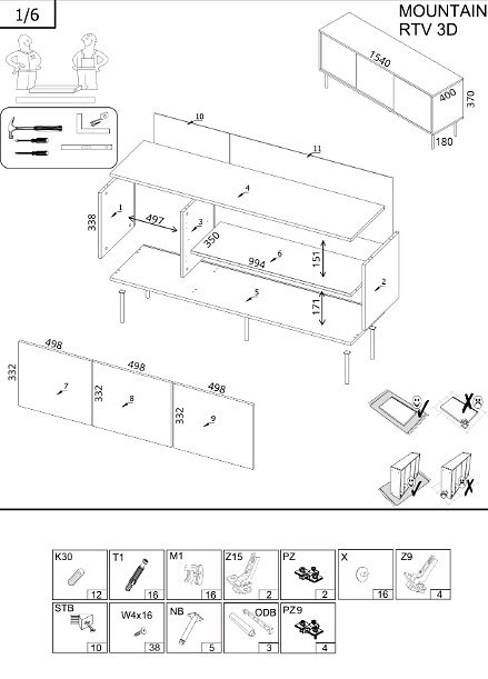 Szafka RTV 3D MOUNTAIN 154x40x55 czarny + złoty Szafka RTV 3D MOUNTAIN 154x40x55 czarny + złoty
