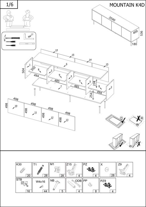 Szafka RTV 4D MOUNTAIN 204x40x55 czarny + złoty Szafka RTV 4D MOUNTAIN 204x40x55 czarny + złoty
