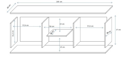 Szafka RTV SOHO 180x43x37 kaszmir+czarny Szafka RTV SOHO 180x43x37 kaszmir+czarny