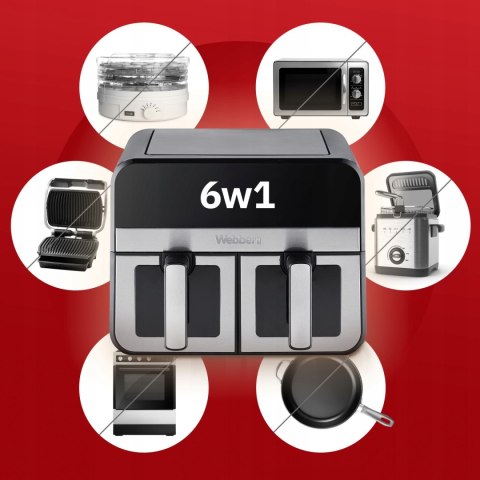 Frytkownica beztłuszczowa Webber 9L - AF900 - podwójna komora 2400W LCD