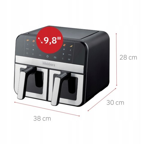 Frytkownica beztłuszczowa Webber 9L - AF900 - podwójna komora 2400W LCD