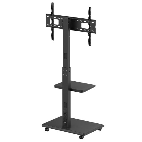 ERGO OFFICE STAND / WÓZEK DLA TV, MAX. OBCIĄŻENIE 50KG / 5KG PÓŁKA, MAX. VESA 600X400, WBUD. LISTWA ZASIL., CZARNY ER-304 B