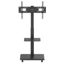ERGO OFFICE STAND / WÓZEK DLA TV, MAX. OBCIĄŻENIE 50KG / 5KG PÓŁKA, MAX. VESA 600X400, WBUD. LISTWA ZASIL., CZARNY ER-304 B