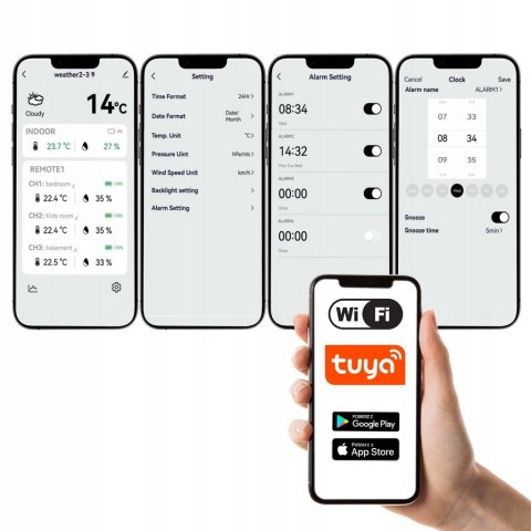 Stacja pogodowa METEO SP601 WiFi Tuya z czujnikiem 6w1 i zasilaczem