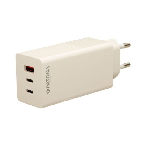 PATONA Premium Ładowarka GaN PD100W 2xUSB-C 1xUSB-A PD3.0 QC3.0 kolor biały PATONA Premium Ładowarka GaN PD100W 2xUSB-C 1xUSB-A PD3.0 QC3.0 kolor biały